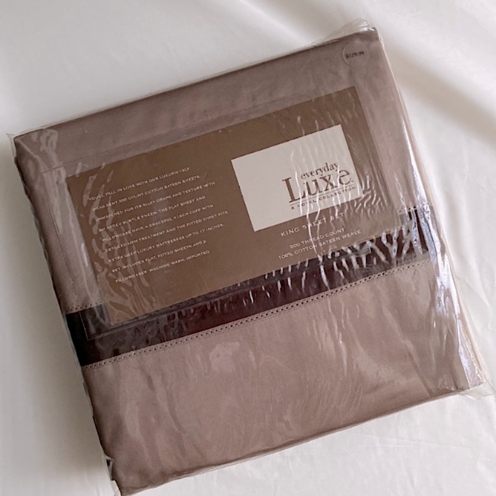 LUXE HOTEL COLLECTION COTTON SATEEN 500 THREAD COUNT KING SHEETS SET Brown